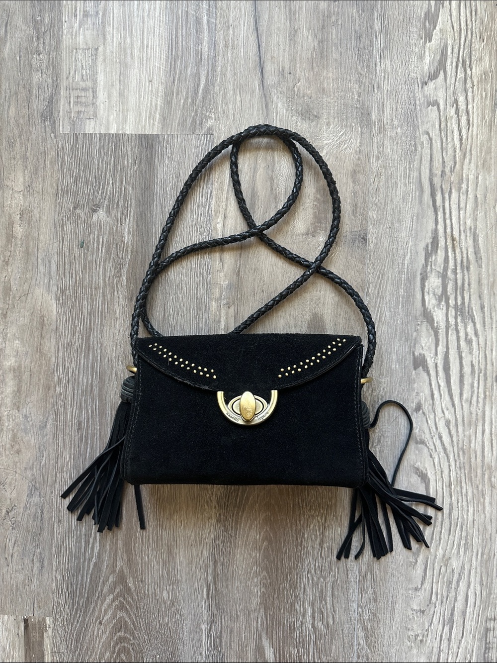 Nanette Lepore Collette Black Suede Tassel Crossbody Bag